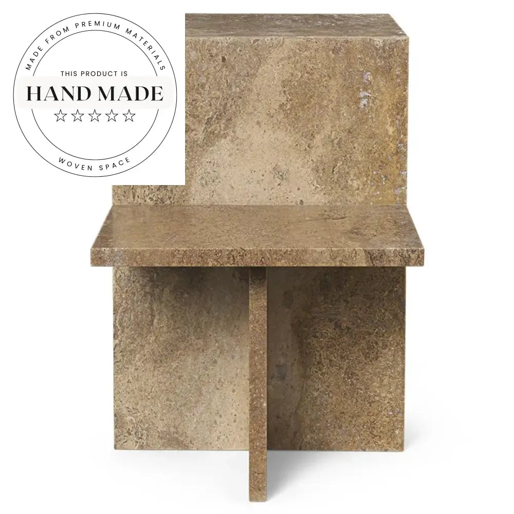 Luxury Square Natural Travertine Marble Modern Minimalist Stone Side Table
