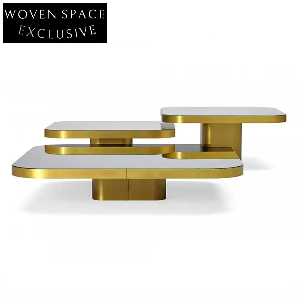 Luxury Stainless Steel Glass Coffee Table for Modern Living Rooms