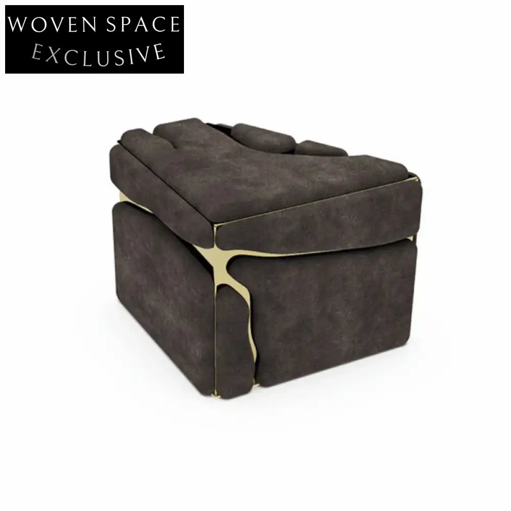 Luxury Stainless Steel Modern Leather Nightstand Bedside Table with Storage