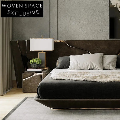 Luxury Stainless Steel Modern Leather Nightstand Bedside Table with Storage