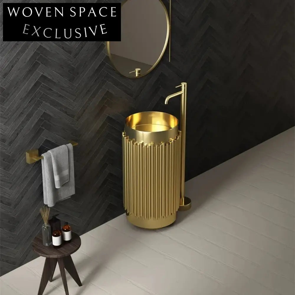 Luxury Stainless Steel Pedestal Hand Wash Basin - Modern Bathroom Sink