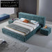 Luxury Suede Upholstered King Size Bed Frame with High Headboard