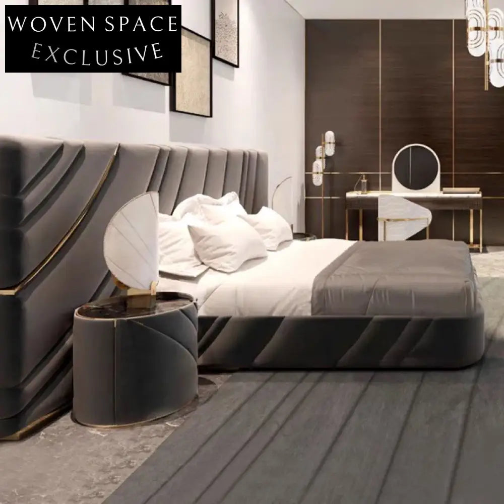 Luxury Suede Upholstered Soft Bed - Queen or King Size