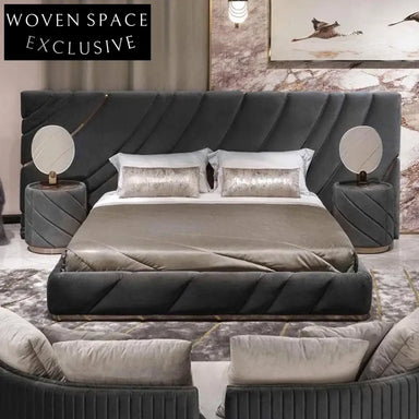 Luxury Suede Upholstered Soft Bed - Queen or King Size