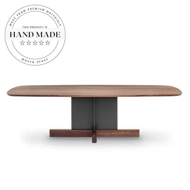 Luxury Suspended Solid Wood Rectangular Glass Base Dining Table