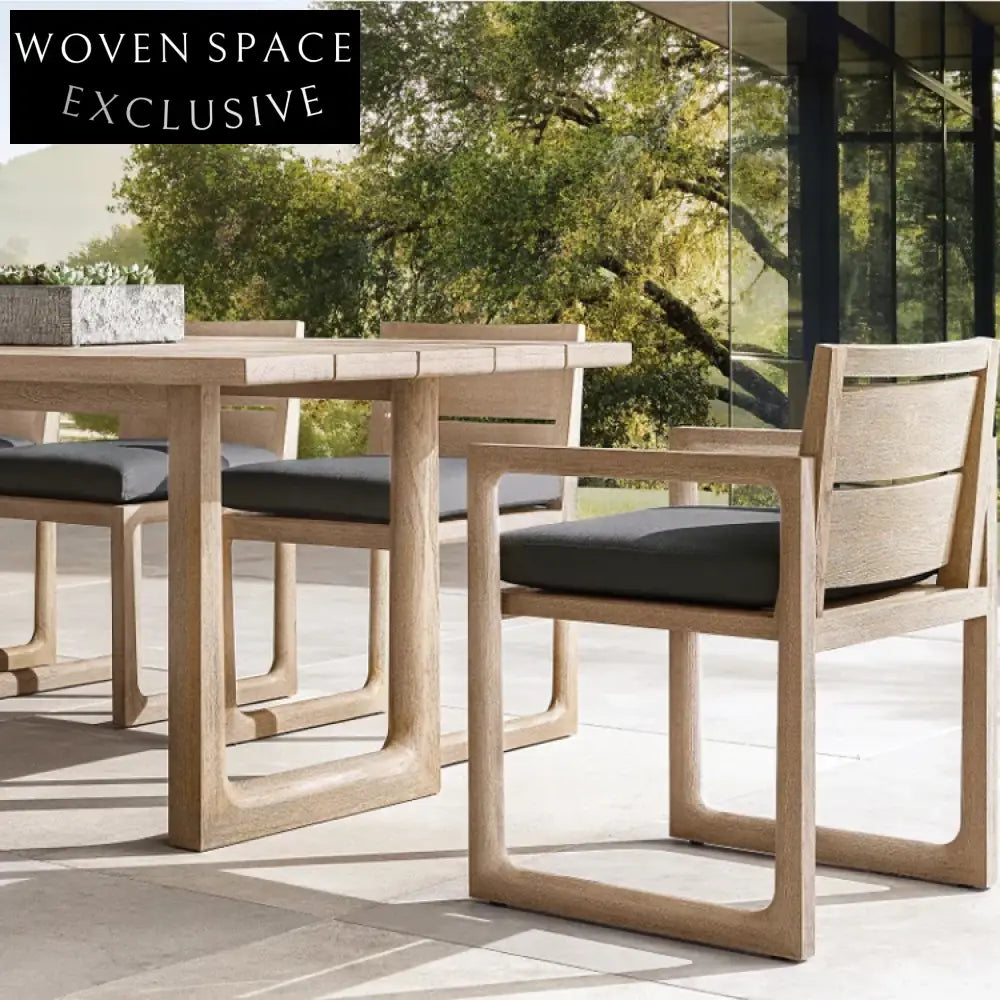 Luxury Teak Outdoor Dining Set with Armchairs & Table for Patio Garden