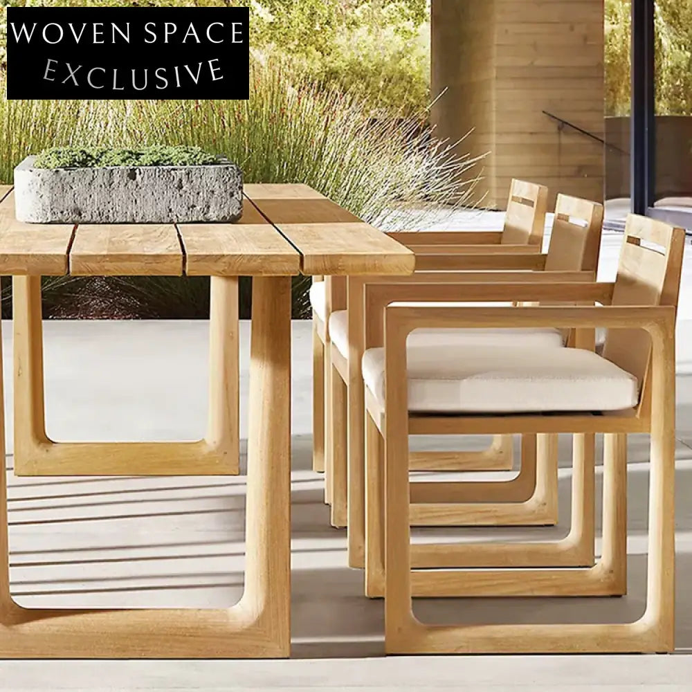 Luxury Teak Outdoor Dining Set with Armchairs & Table for Patio Garden
