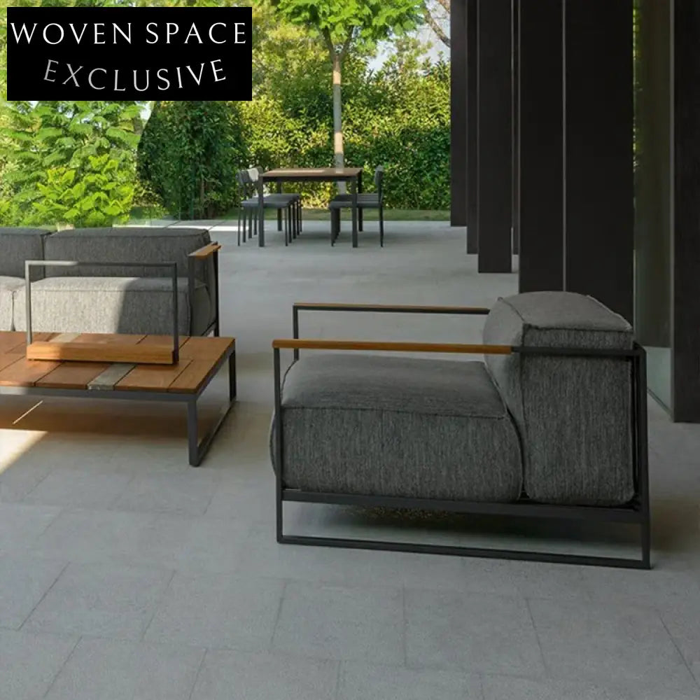 Luxury Teak Outdoor Sectional Sofa with Waterproof Cushions