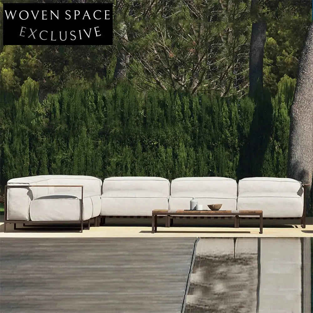 Luxury Teak Outdoor Sectional Sofa with Waterproof Cushions