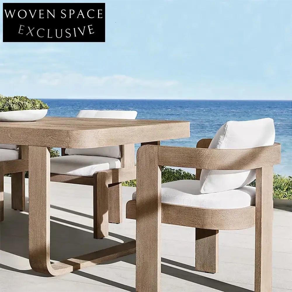 Luxury Teak Wood Outdoor Dining Set for Patio and Garden Spaces