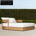 Luxury Teak Wood Outdoor Double Sun Lounger Daybed with Plush Cushions