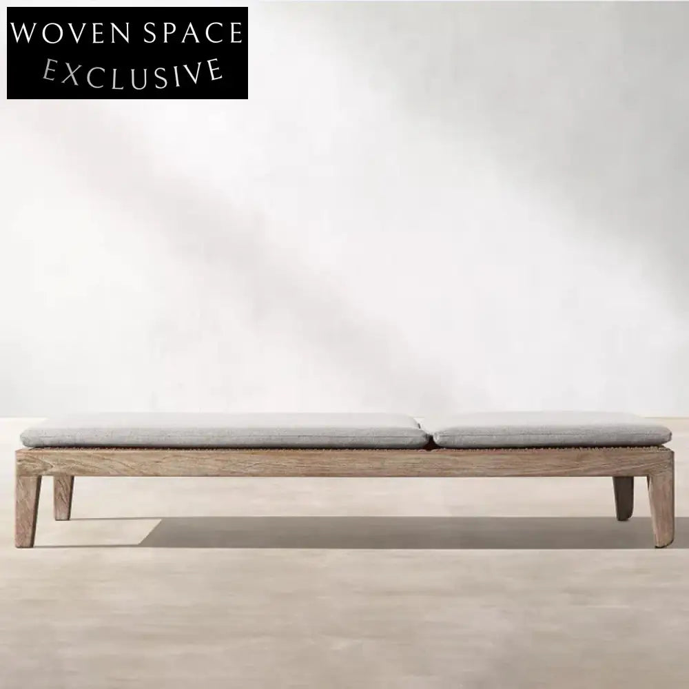 Luxury Teak Wood Outdoor Patio Adjustable Chaise Lounge Daybed