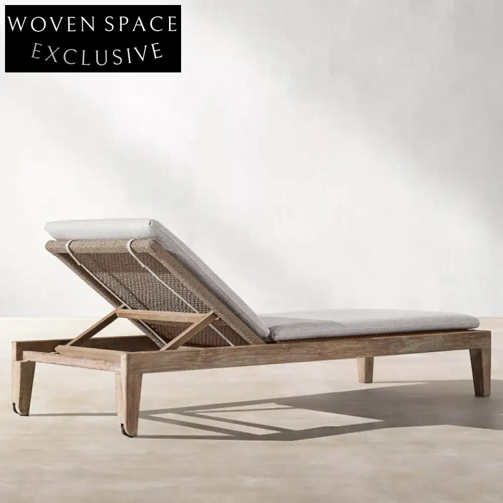 Luxury Teak Wood Outdoor Patio Adjustable Chaise Lounge Daybed
