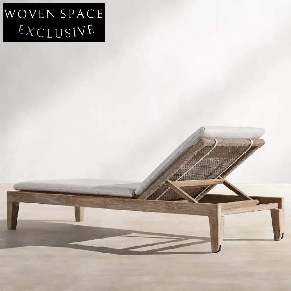 Luxury Teak Wood Outdoor Patio Adjustable Chaise Lounge Daybed
