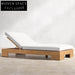 Luxury Teak Wood Outdoor Patio Chaise Lounger with Fabric Cushion and Aluminum Frame