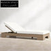 Luxury Teak Wood Outdoor Patio Chaise Lounger with Fabric Cushion and Aluminum Frame
