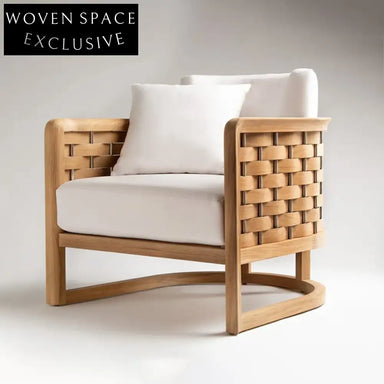 Luxury Teak Wood Outdoor Patio Sectional Sofa and Armchair Set