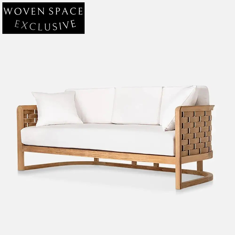 Luxury Teak Wood Outdoor Patio Sectional Sofa and Armchair Set