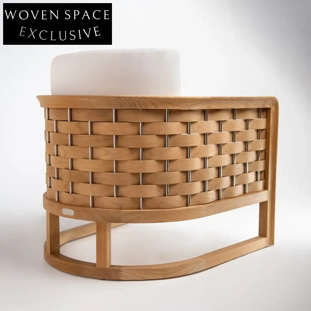 Luxury Teak Wood Outdoor Patio Sectional Sofa and Armchair Set