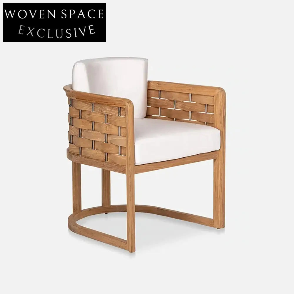 Luxury Teak Wood Outdoor Patio Sectional Sofa and Armchair Set