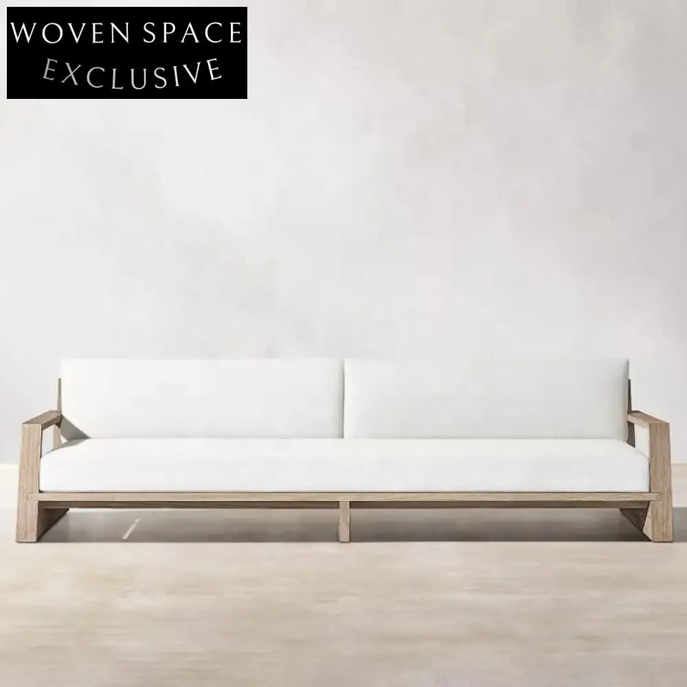 Luxury Teak Wood Outdoor Patio Sofa Set with All-Weather Fabric Cushions