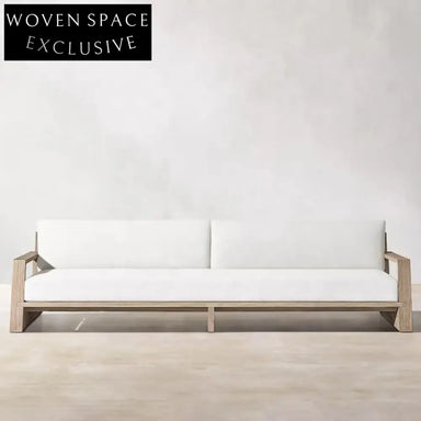 Luxury Teak Wood Outdoor Patio Sofa Set with All-Weather Fabric Cushions