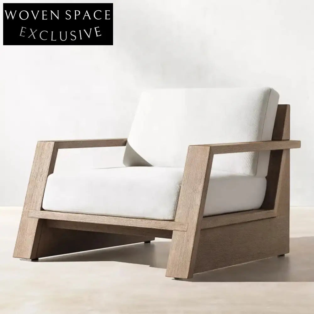 Luxury Teak Wood Outdoor Patio Sofa Set with All-Weather Fabric Cushions