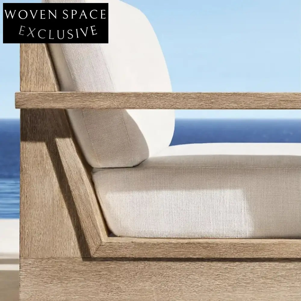 Luxury Teak Wood Outdoor Patio Sofa Set with All-Weather Fabric Cushions