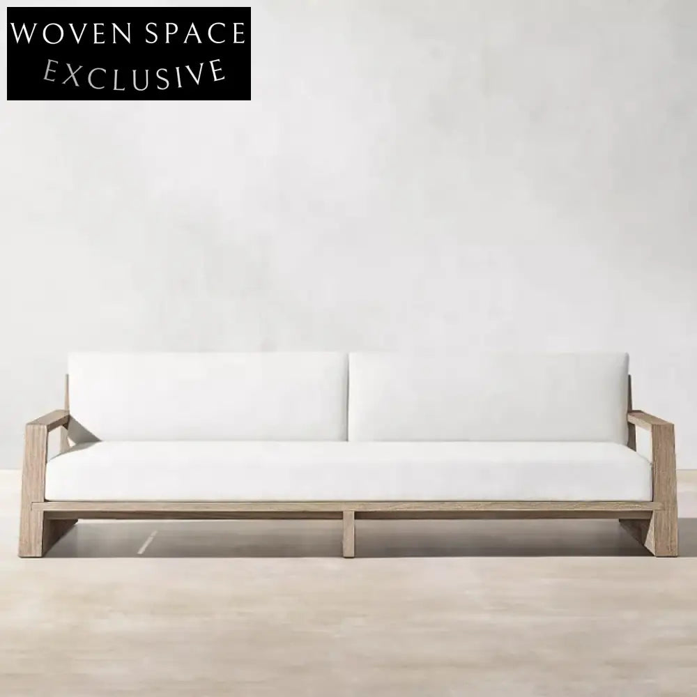 Luxury Teak Wood Outdoor Patio Sofa Set with All-Weather Fabric Cushions