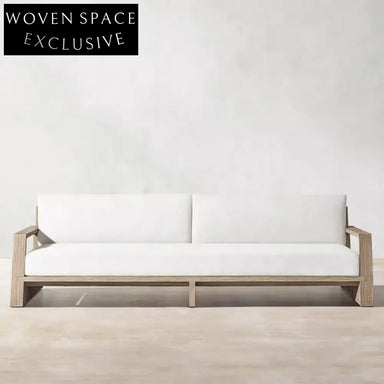 Luxury Teak Wood Outdoor Patio Sofa Set with All-Weather Fabric Cushions