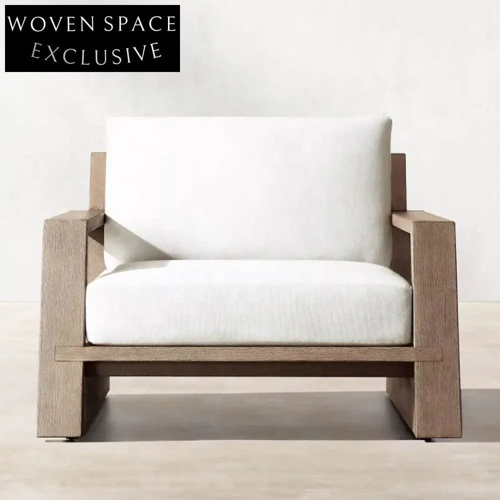 Luxury Teak Wood Outdoor Patio Sofa Set with All-Weather Fabric Cushions