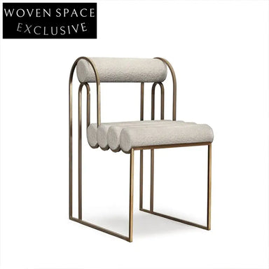 Luxury Teddy Fabric Dining Chair with Stainless Steel Frame, Modern Design