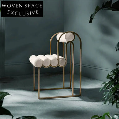 Luxury Teddy Fabric Dining Chair with Stainless Steel Frame, Modern Design