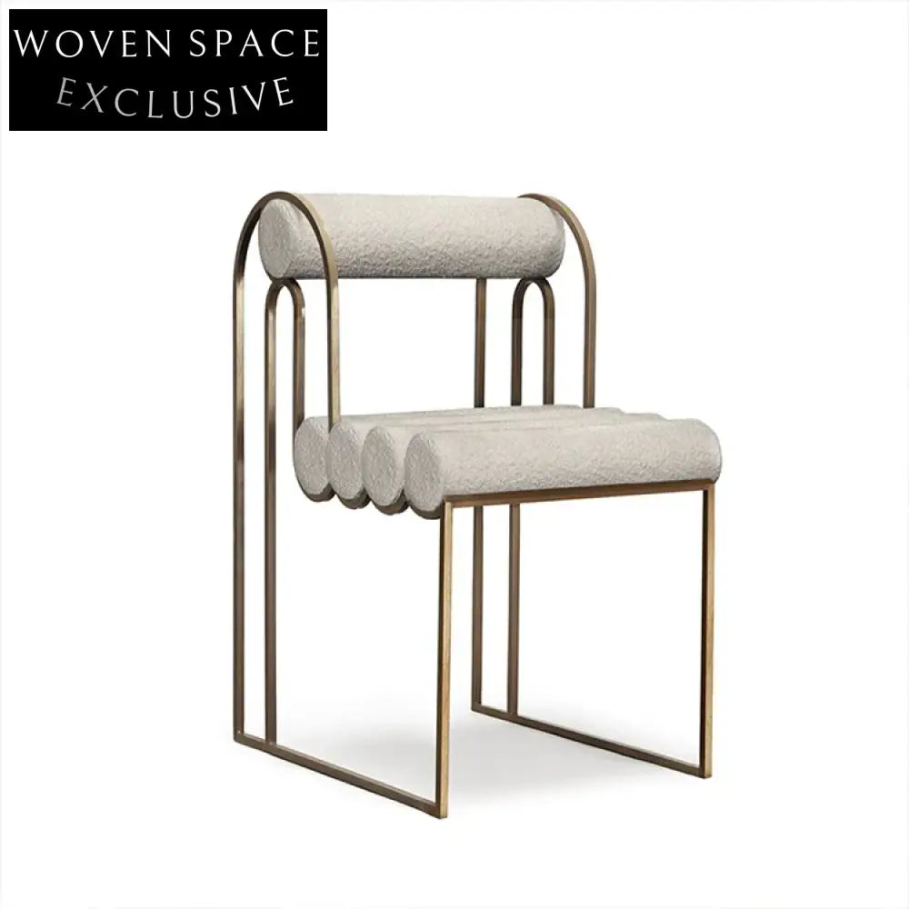 Luxury Teddy Fabric Dining Chair with Stainless Steel Frame, Modern Design