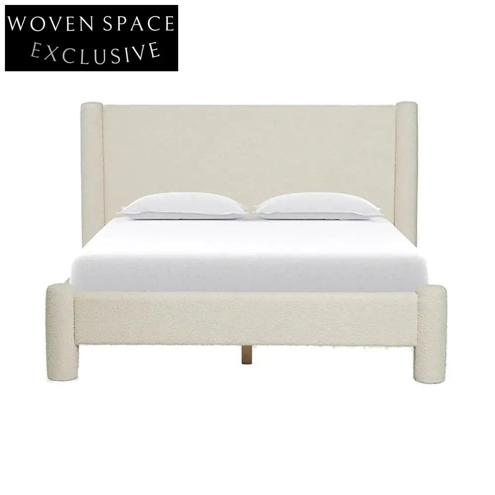 Luxury Teddy Fabric Upholstered Double Bed for Modern Home Bedroom Retreat