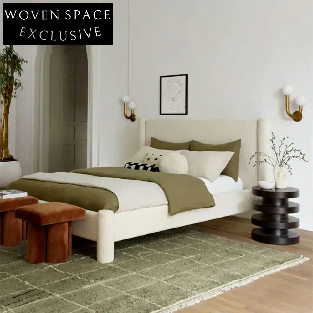 Luxury Teddy Fabric Upholstered Double Bed for Modern Home Bedroom Retreat