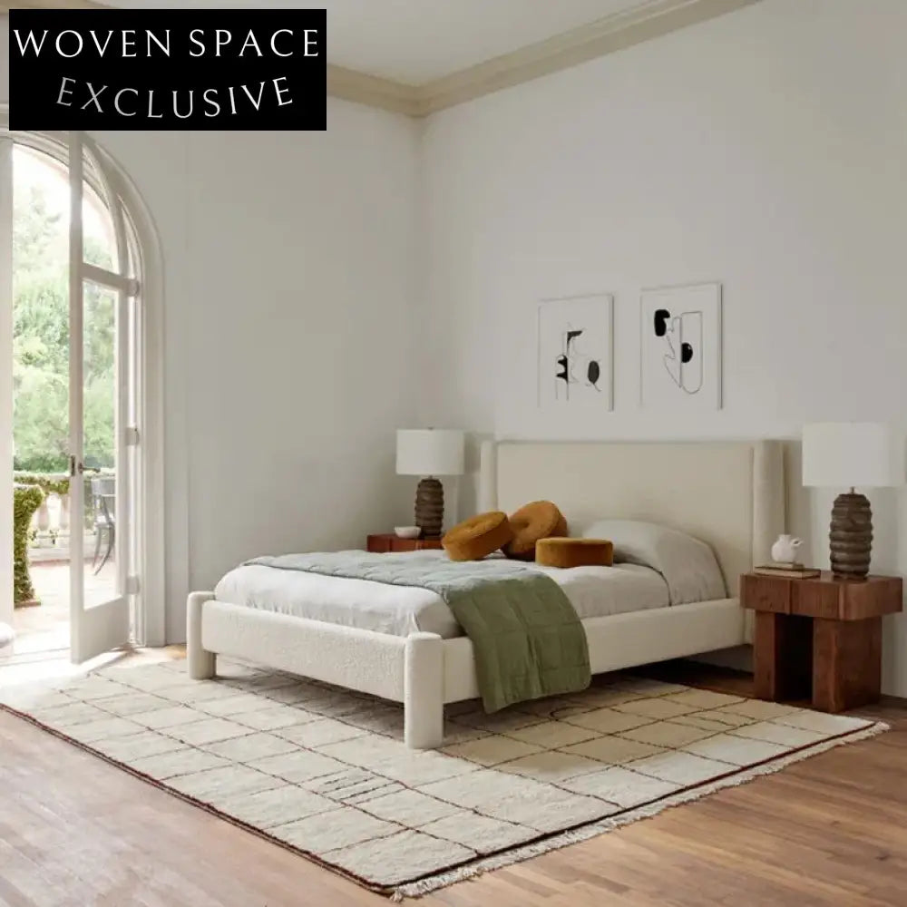 Luxury Teddy Fabric Upholstered Double Bed for Modern Home Bedroom Retreat