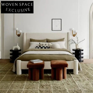 Luxury Teddy Fabric Upholstered Double Bed for Modern Home Bedroom Retreat