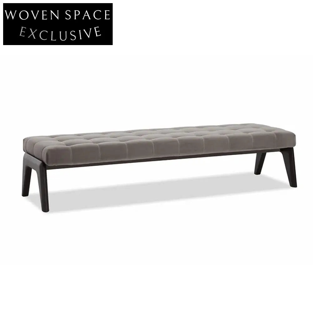Luxury Tufted Leather Bedroom Bench, Modern Chesterfield Ottoman Stool