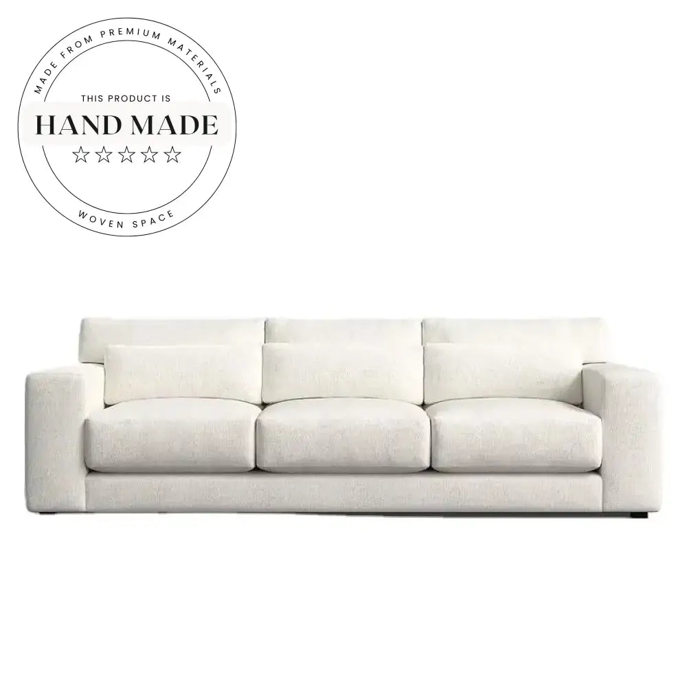 Luxury Tufted Linen Fabric Three Seater Modern Sectional Sofa