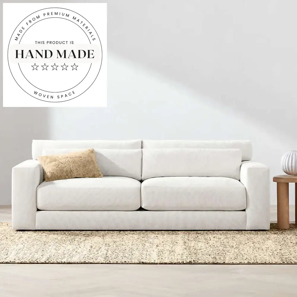 Luxury Tufted Linen Fabric Three Seater Modern Sectional Sofa