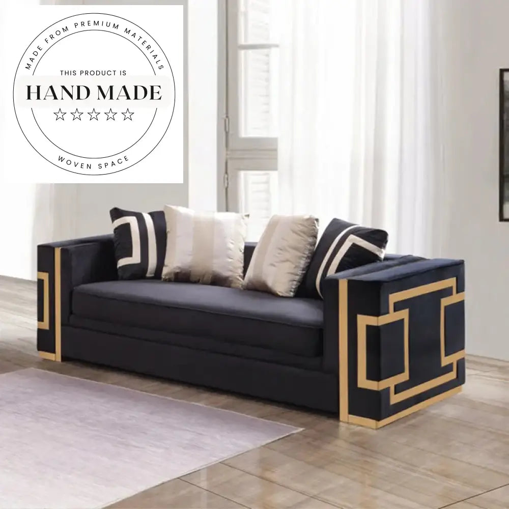Luxury Tufted Velvet Sectional Lounge with Gold Steel Frame Sofa