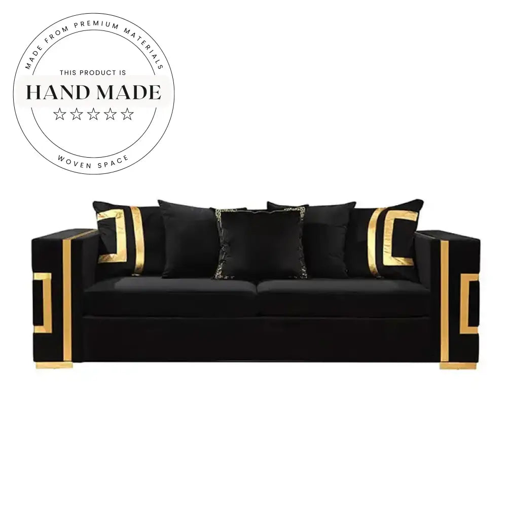 Luxury Tufted Velvet Sectional Lounge with Gold Steel Frame Sofa