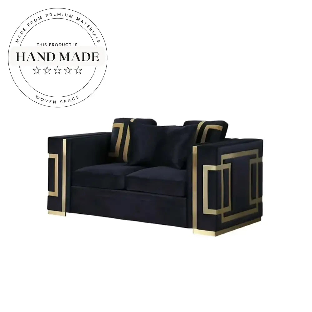 Luxury Tufted Velvet Sectional Lounge with Gold Steel Frame Sofa