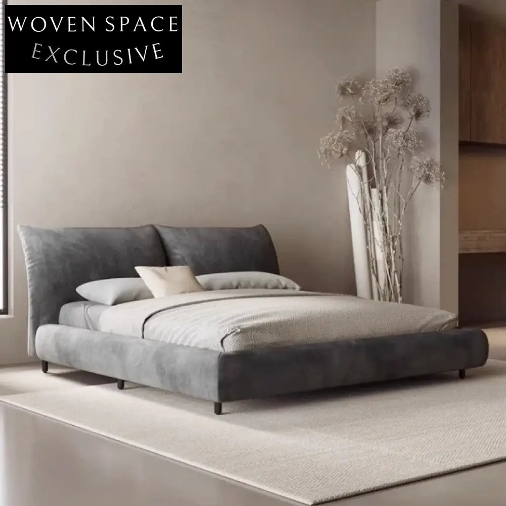 Luxury Upholstered King Size Bed with Adjustable Headboard, Solid Wood Frame