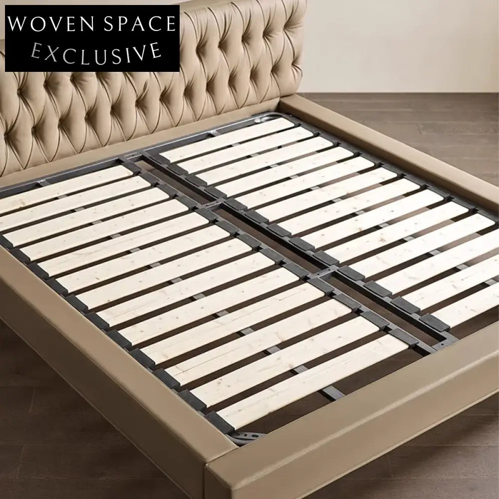Luxury Upholstered Platform Bed with Metal Legs – Queen Size Bed