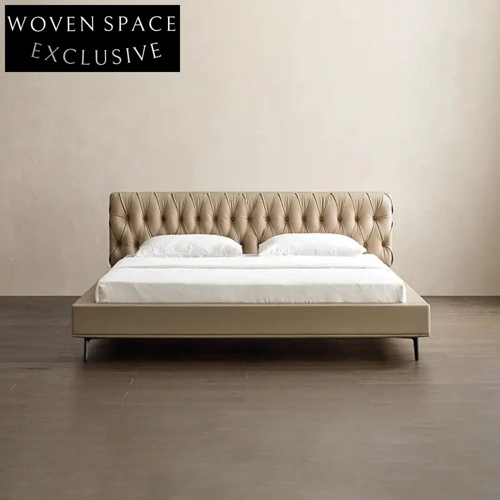 Luxury Upholstered Platform Bed with Metal Legs – Queen Size Bed