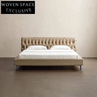 Luxury Upholstered Platform Bed with Metal Legs – Queen Size Bed