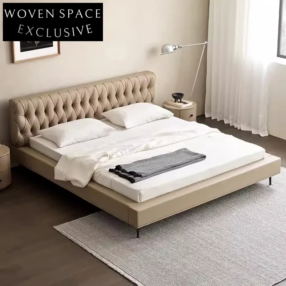 Luxury Upholstered Platform Bed with Metal Legs – Queen Size Bed