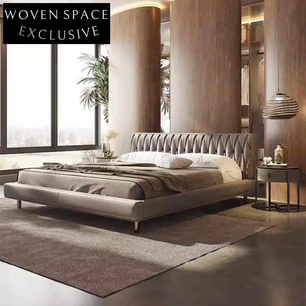 Luxury Upholstered Platform Bed with Metal Legs – Queen Size Bed
